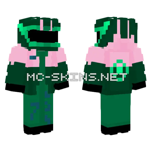Green Racer Minecraft skin, front and back