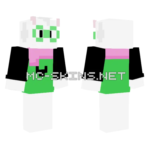 Green Ralsei Minecraft skin, front and back