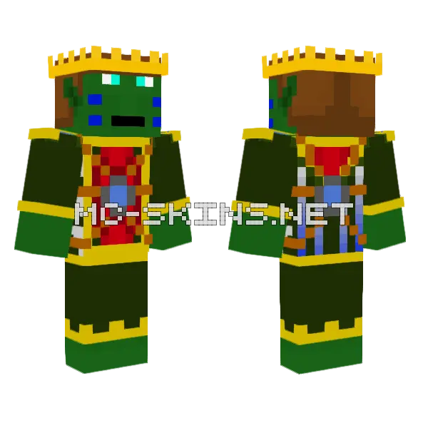 Green Reptilian Warrior, front and back
