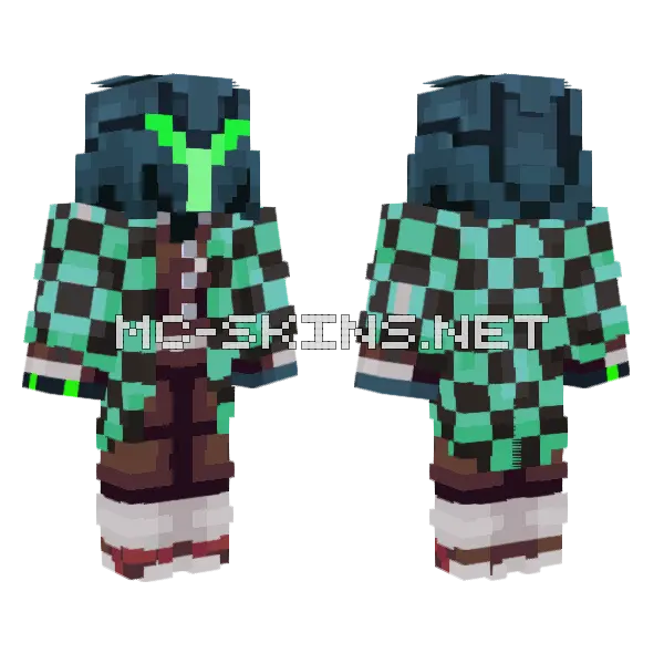 Green Samus Tanjiro Minecraft skin, front and back