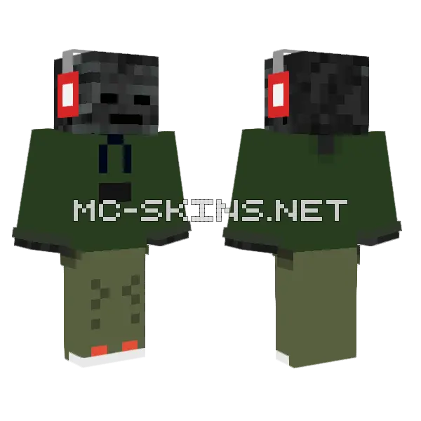 Green Shirt Wither Minecraft skin, front and back