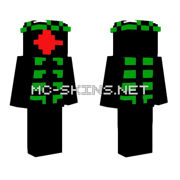 Green Skeleton Sniper Minecraft skin, front and back