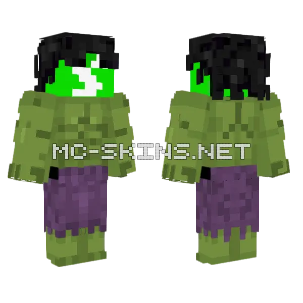 Green Skittle Hulk Minecraft skin, front and back