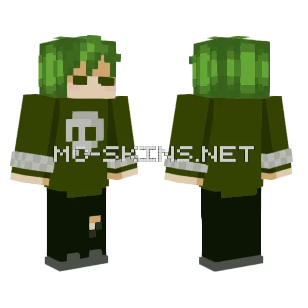Green Skull Hoodie, front and back