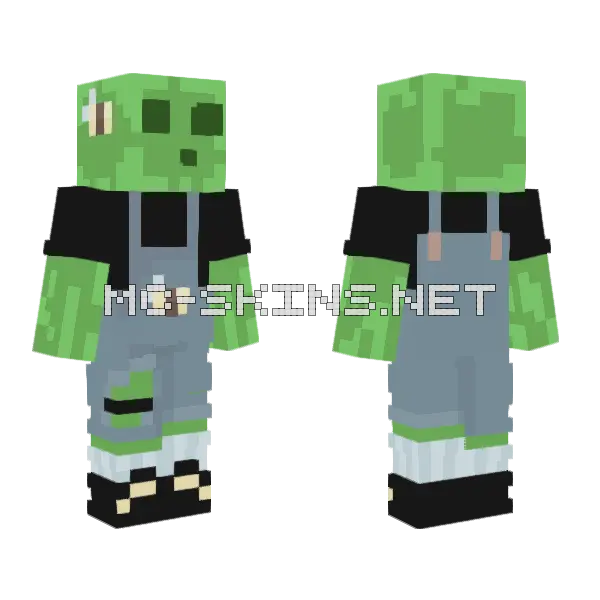 Green Slime Character Minecraft skin, front and back