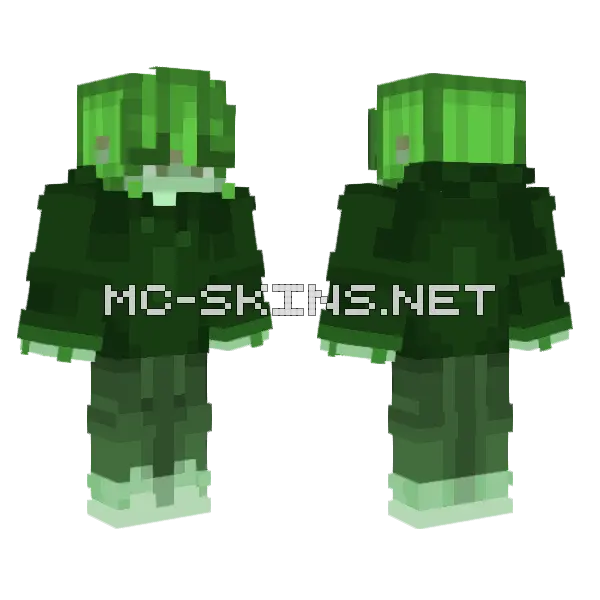 Green Slime Creature Minecraft skin, front and back