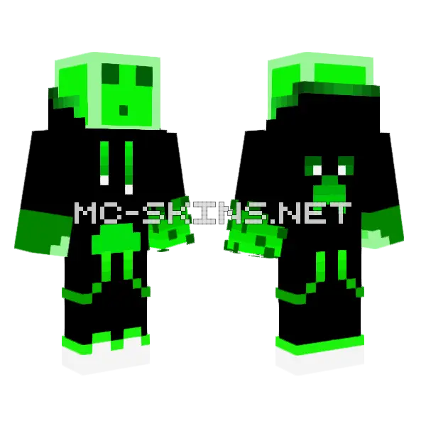 Green Slime Creeper Minecraft skin, front and back