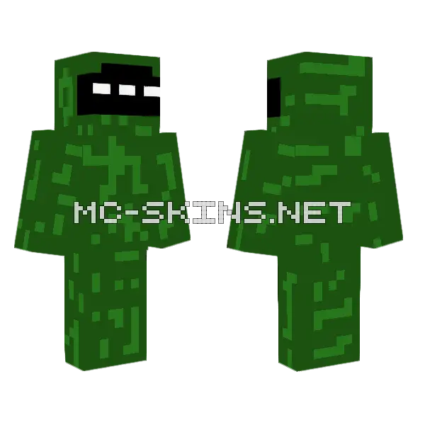Green Soldier Commaster Minecraft skin, front and back
