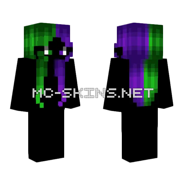 Green Split Purple Halloween Girl Minecraft skin, front and back