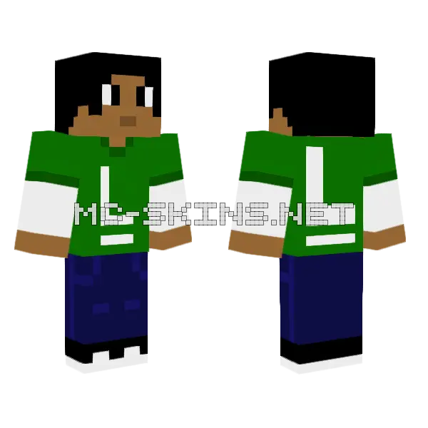 Green Sports Jersey Minecraft skin, front and back