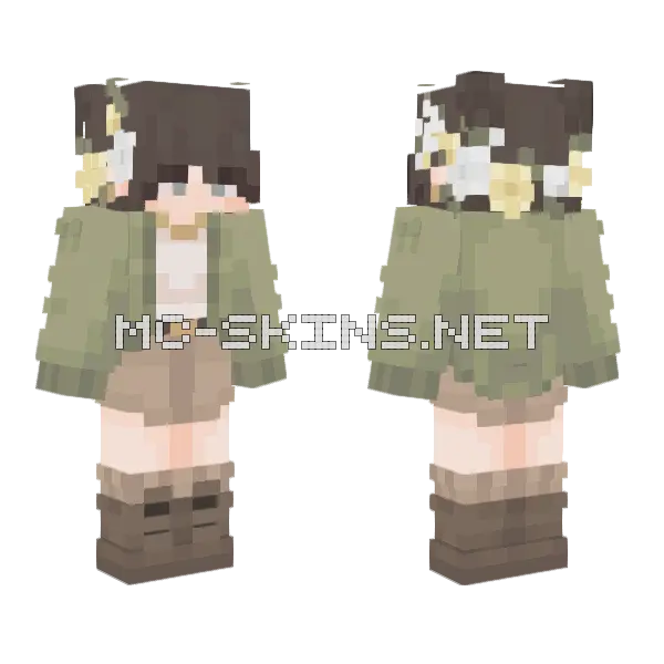 Green Spring Edit Minecraft skin, front and back