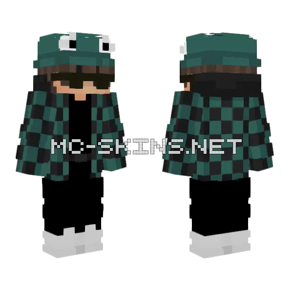 Green Sweater Boy Minecraft skin, front and back