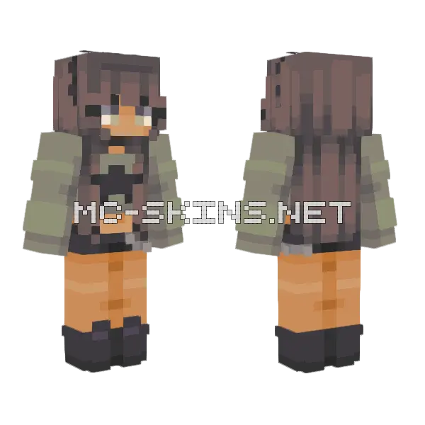 Green Sweater Mini Skirt Minecraft skin, front and back