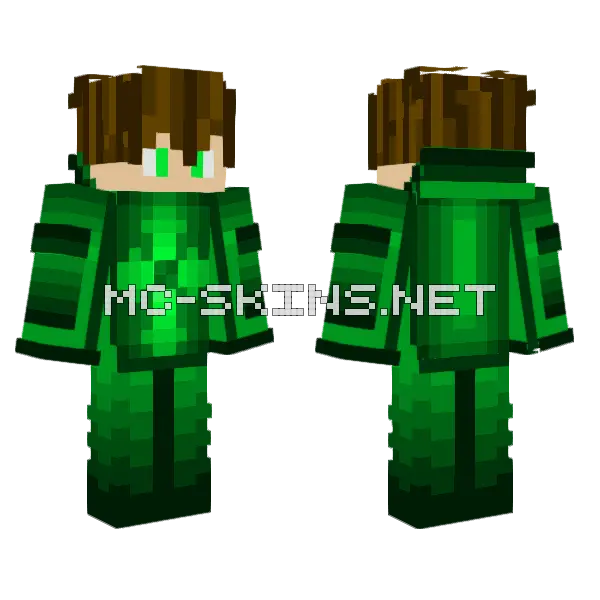 Green Tech Kid Minecraft skin, front and back
