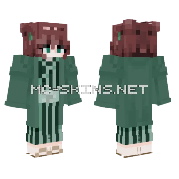 Green Uniform Girl Minecraft skin, front and back