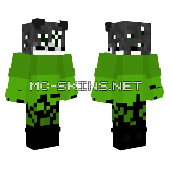 Green Wolf Still Life Minecraft skin, front and back