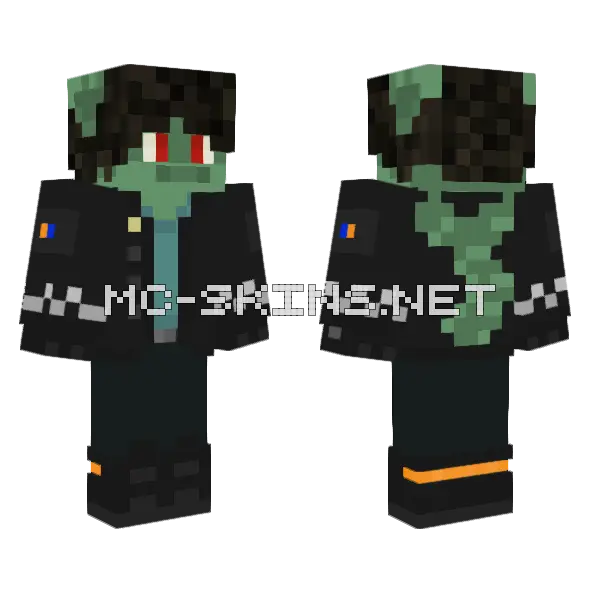 Green Zombie Boy Minecraft skin, front and back