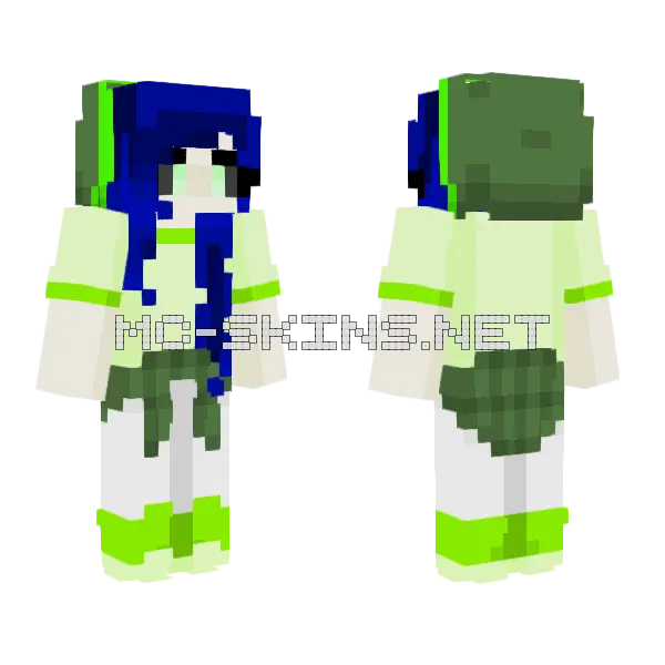Green Zombie Girl Minecraft skin, front and back