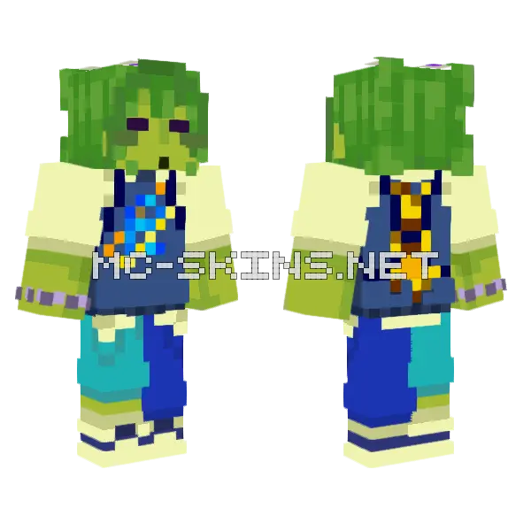 Green Zombie Warrior, front and back