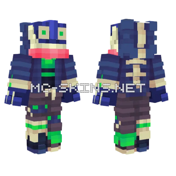 Greninja Blue Team BB Minecraft skin, front and back