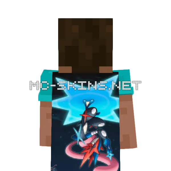 Greninja Mega Minecraft cape worn on a player