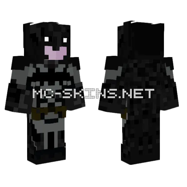 Grey Batman Arkham Knight Minecraft skin, front and back