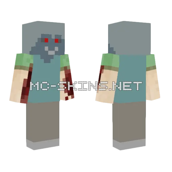 Grey Hooded Figure Minecraft skin, front and back