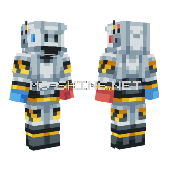 Grey Jetpack Robot Hive Minecraft skin, front and back