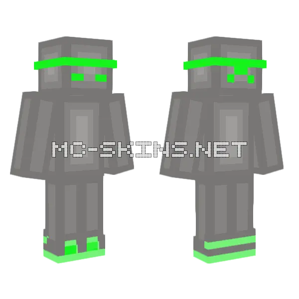Grey Mech Suit Minecraft skin, front and back