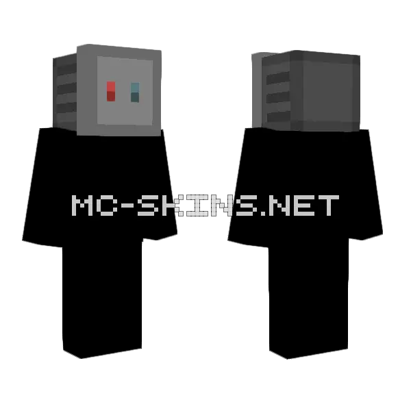 Grey Robot Minecraft skin, front and back