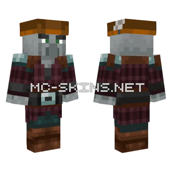 Grey Stone Golem Minecraft skin, front and back