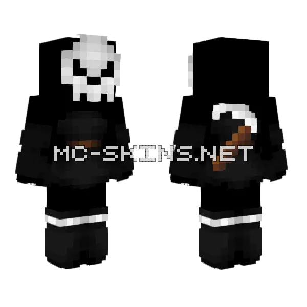 Grim Reaper Dress Skull Mask Minecraft skin, front and back