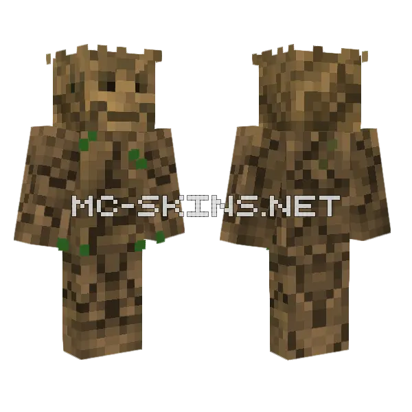 Groot Minecraft skin, front and back
