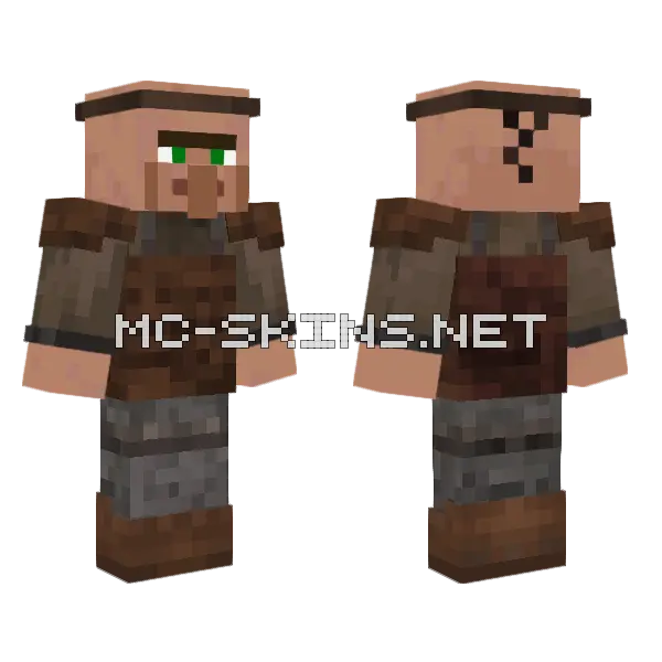Guard Villager Remastered Minecraft skin, front and back