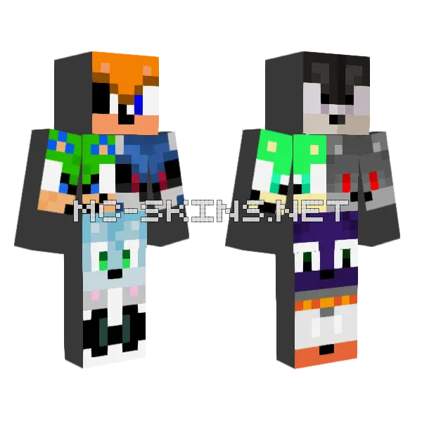 Guess The Steam Team Sonic OCs Minecraft skin, front and back