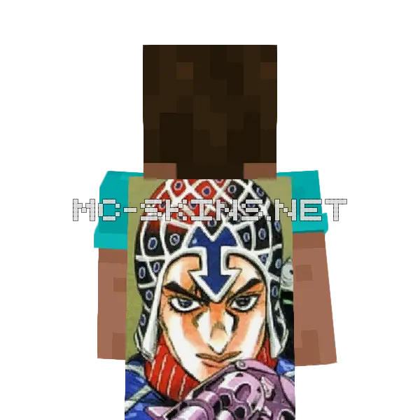 Guido Mista Minecraft cape worn on a player