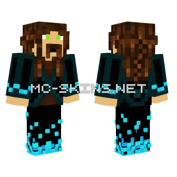 Guild Skin Long Brown Hair Minecraft skin, front and back