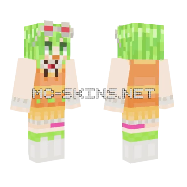 Gumi Summer Outfit Minecraft skin, front and back