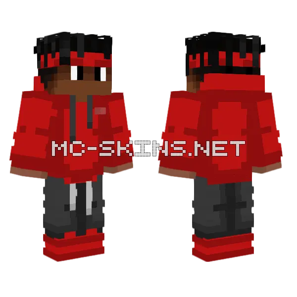 Guy In Red Hoodie Minecraft skin, front and back