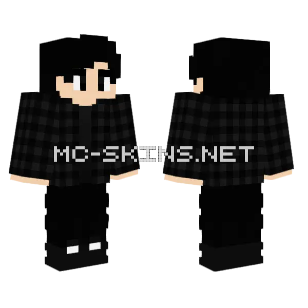 Guy With 3D Gray Flannel Shirt Minecraft skin, front and back