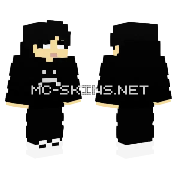 Guy With Black Hoodie Sad Face Minecraft skin, front and back