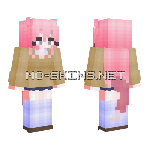 Gyaru Slowpoke Minecraft skin, front and back