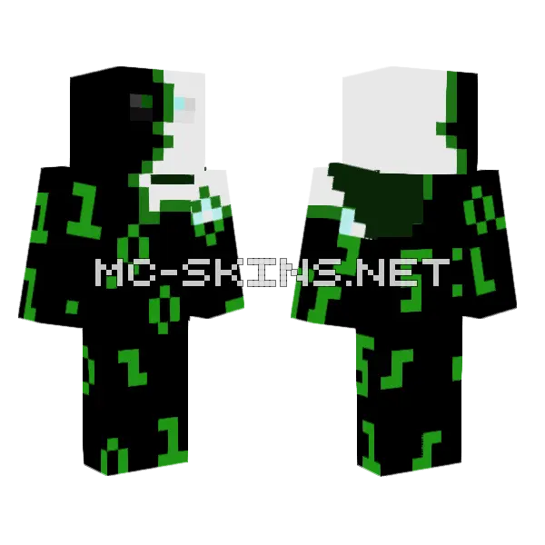 Hacker No Robot Eye Minecraft skin, front and back