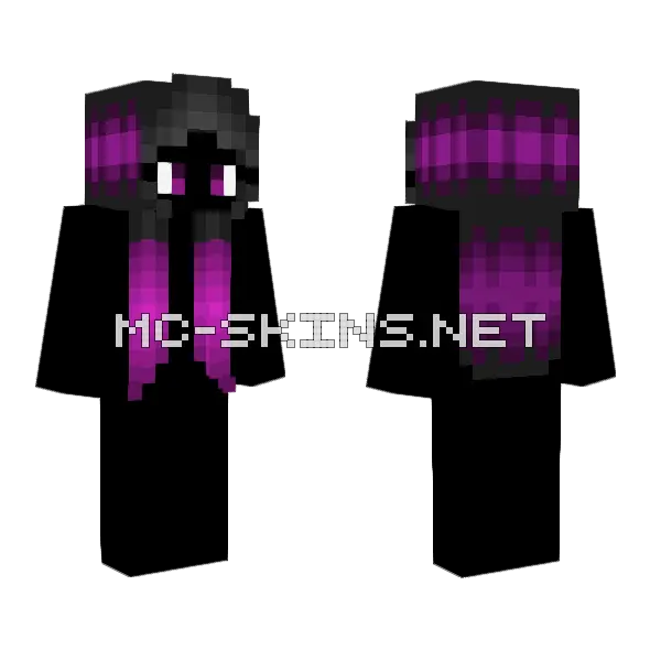 Hair Base Black Pink Highlights Minecraft skin, front and back