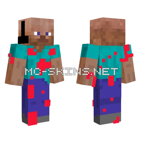 Hairless Steve Minecraft skin, front and back