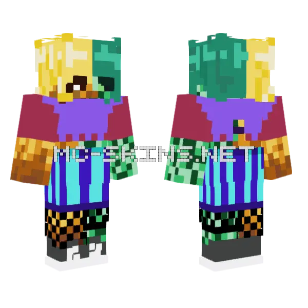 Half Blaze Half Creeper Minecraft skin, front and back
