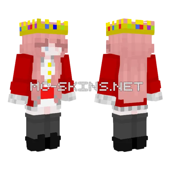 Half Blind Female Technoblade Minecraft skin, front and back