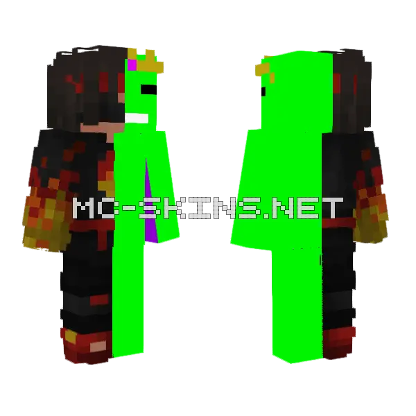 Half Chain Flamer Half Theflame0fwar89 Minecraft skin, front and back