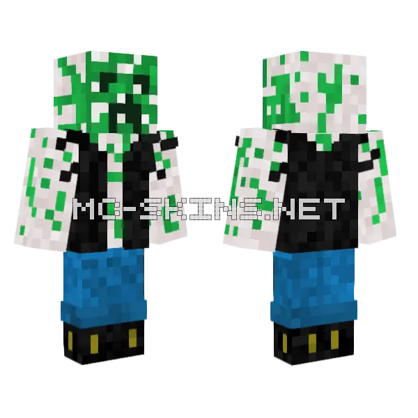 Half Creeper Half Player Minecraft skin, front and back