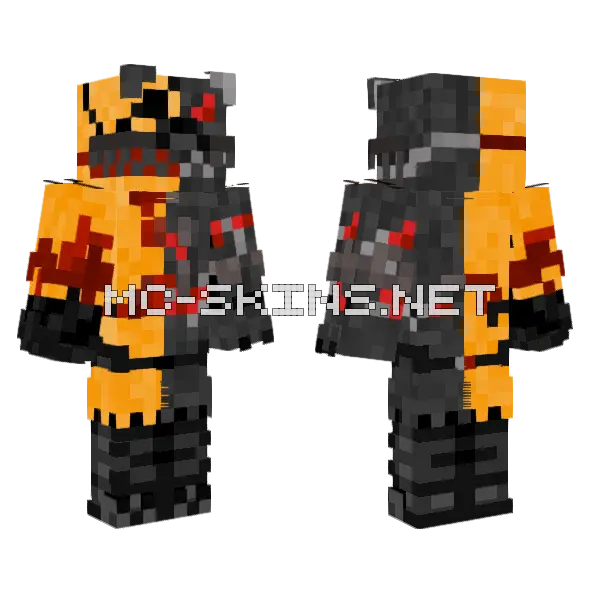 Half Cyclone Grim Foxy Minecraft skin, front and back